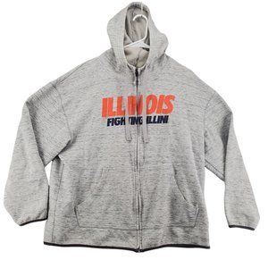 Illinois Fighting Illini Top Women's L/S Hooded Full Zip Sweatshirt Gray XL